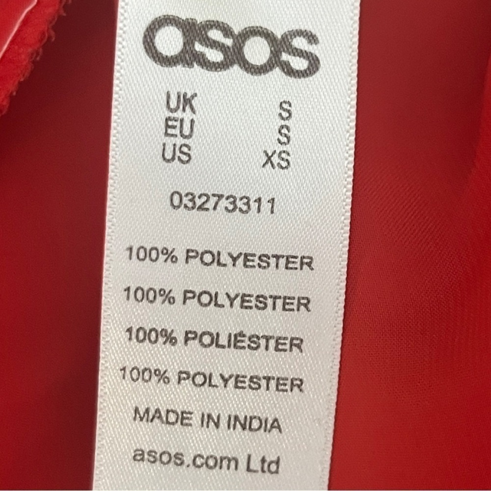 ASOS Red Slip Dress with Elastic Waist and Lace Details EUC Size XS​​​​​​ - Picture 7 of 8